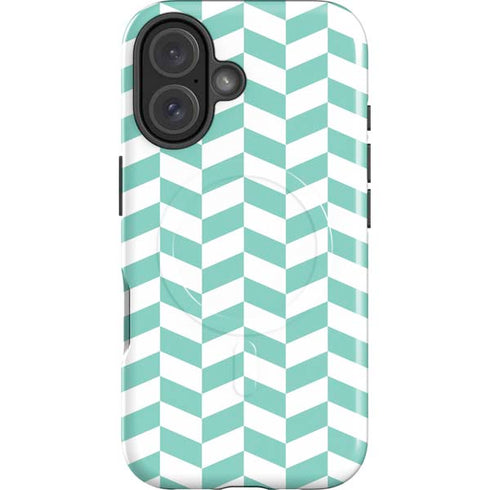 Blue White Chevron iPhone 16 Plus Magsafe Impact Case